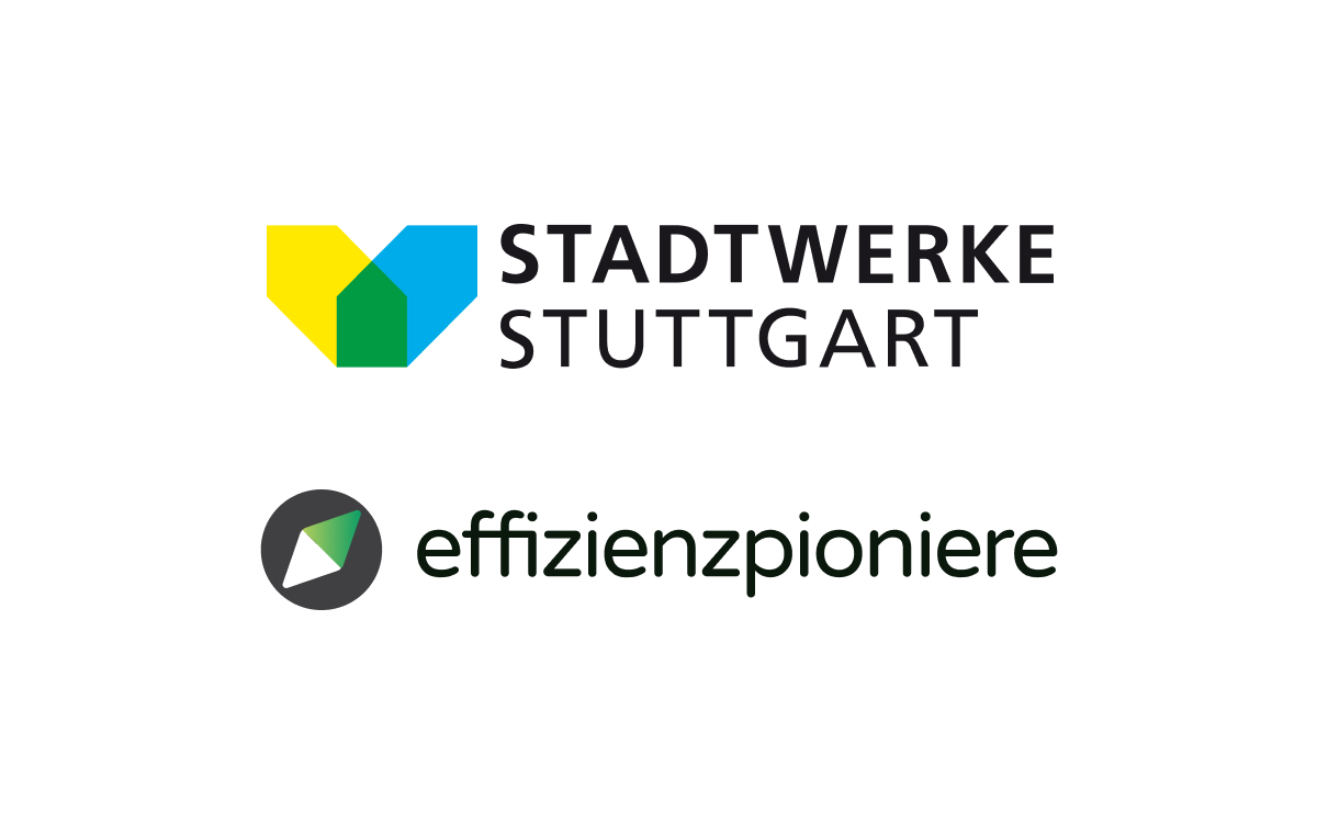 Kombination aus Logo Stadtwerke Stuttgart und Logo Effizienzpioniere.